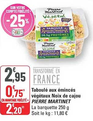 Taboulé aux émincés végétaux noix de cajou PIERRE MARTINET
