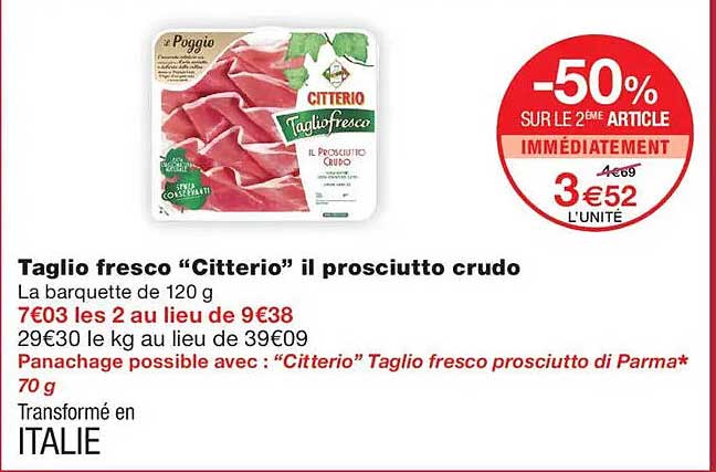 Taglio fresco “Citterio” il prosciutto crudo