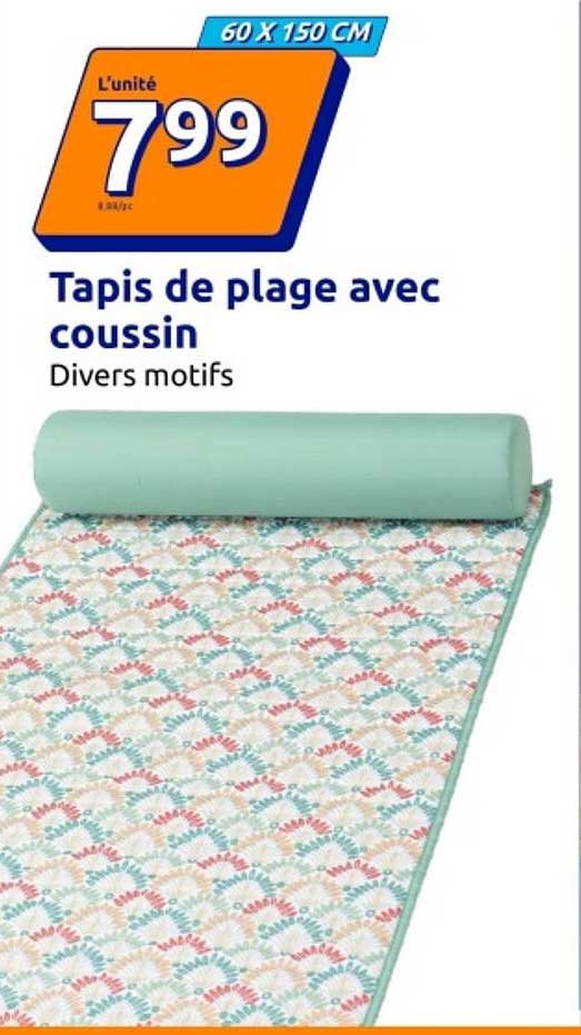 Tapis de plage avec coussin