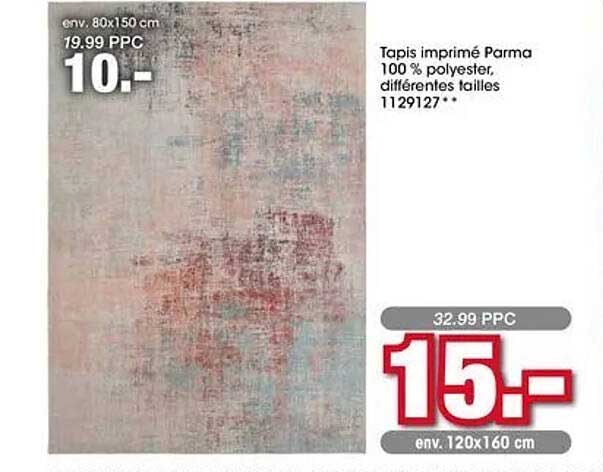 Tapis imprimé Parma 100 % polyester, différentes tailles 1129127**