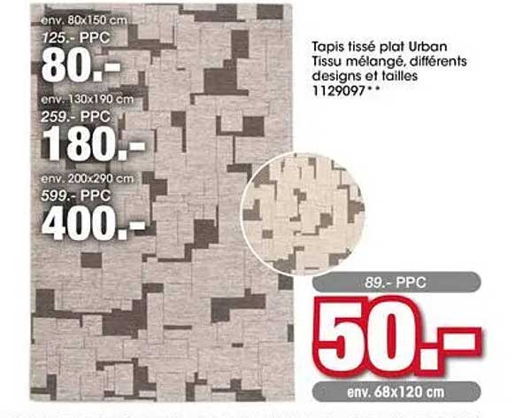 Tapis tissé plat Urban Tissu mélangé, différents dessins et tailles 1129097**
