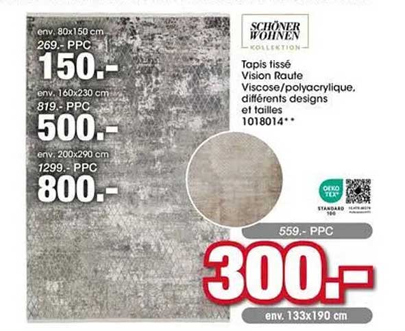 Tapis tissé Vision Raute Viscose/polyacrylique, différents designs et tailles 1018014..