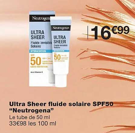 Ultra Sheer fluide solaire SPF50 “Neutrogena”