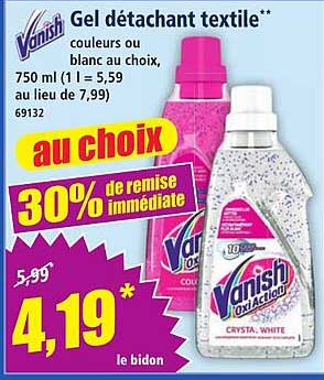 Vanish Gel détachant textile** couleurs ou blanc au choix, 750 ml (1 l = 5,59 au lieu de 7,99) 69132