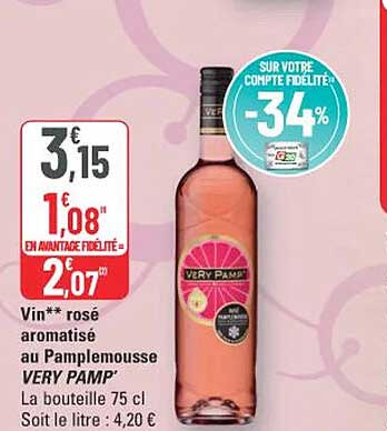 Vin** rosé aromatisé au Pamplemousse VERY PAMP’