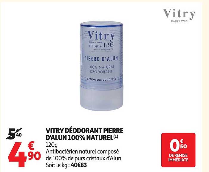 VITRY DÉODORANT PIERRE D'ALUN 100% NATUREL(1)