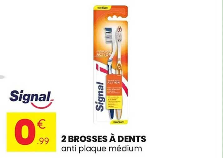 2 BROSSES À DENTS anti plaque moyen
