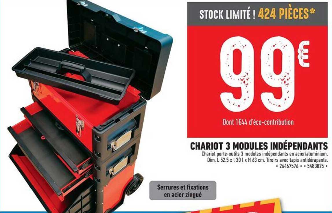 CHARIOT 3 MODULES INDÉPENDANTS