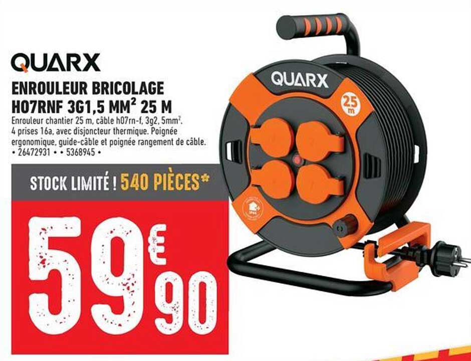ENROULEUR BRICOLAGE H07RNF 3G1,5 MM² 25 M