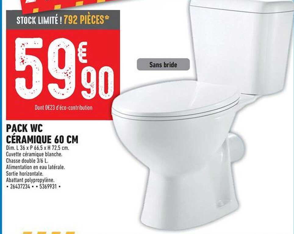 PACK WC CÉRAMIQUE 60 CM