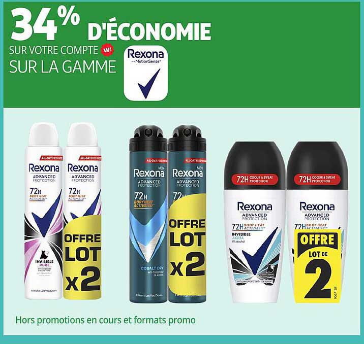 34% D'ÉCONOMIE SUR VOTRE COMPTE W! SUR LA GAMME REXONA