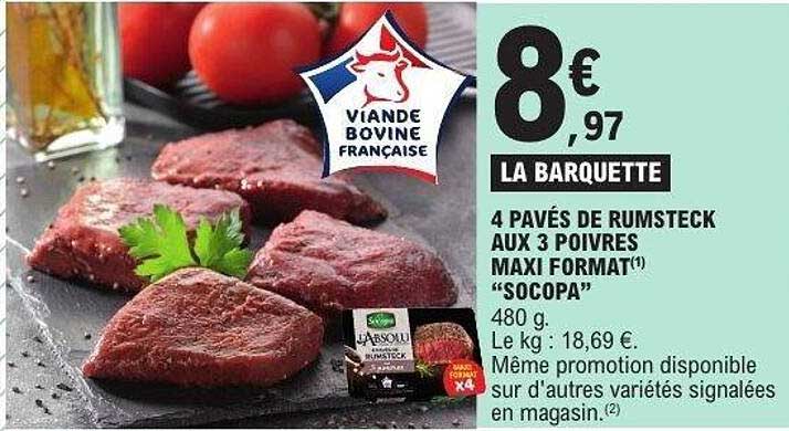 4 Pavés de Rumsteck aux 3 Poivres Maxi Format