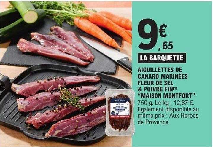 AIGUILLETES DE CANARD MARINÉES FLEUR DE SEL & POIVRE FIN(*) "MAISON MONTFORT"