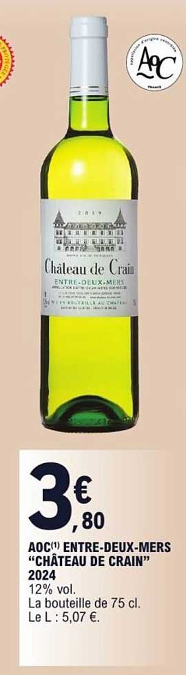 AOC(*) ENTRE-DEUX-MERS “CHÂTEAU DE CRAIN” 2024