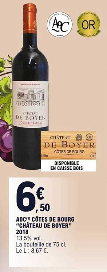 AOC(1) CÔTES DE BOURG "CHÂTEAU DE BOYER" 2018