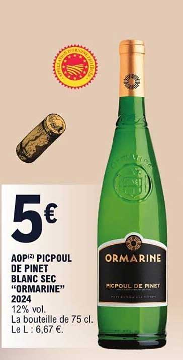 AOP(2) PICPOUL DE PINET BLANC SEC “ORMARINE” 2024