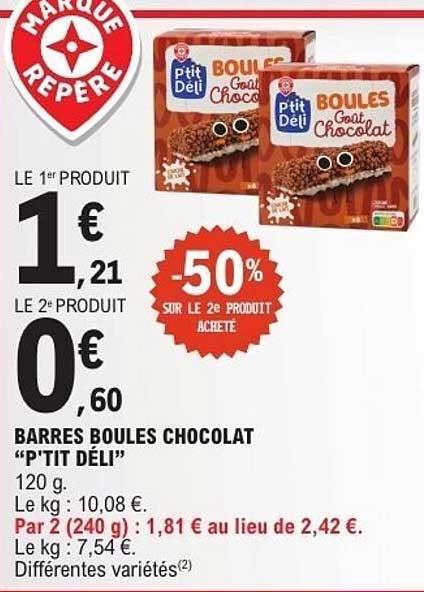 BARRES BOULES CHOCOLAT “P'TIT DÉLI”