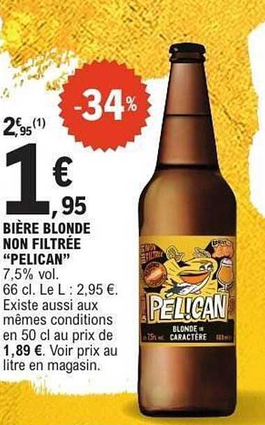 BIÈRE BLONDE NON FILTRÉE "PELICAN"