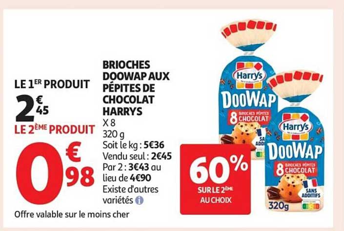 BRIOCHES DOOWAP AUX PÉPITES DE CHOCOLAT HARRYS