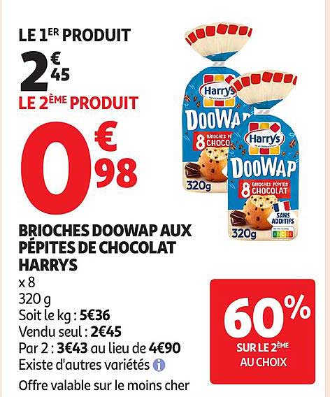 BRIOCHES DOOWAP AUX PÉPITES DE CHOCOLAT HARRYS