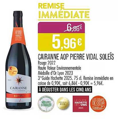 CAIRANNE AOP PIERRE VIDAL SOLÈIS Rouge 2022