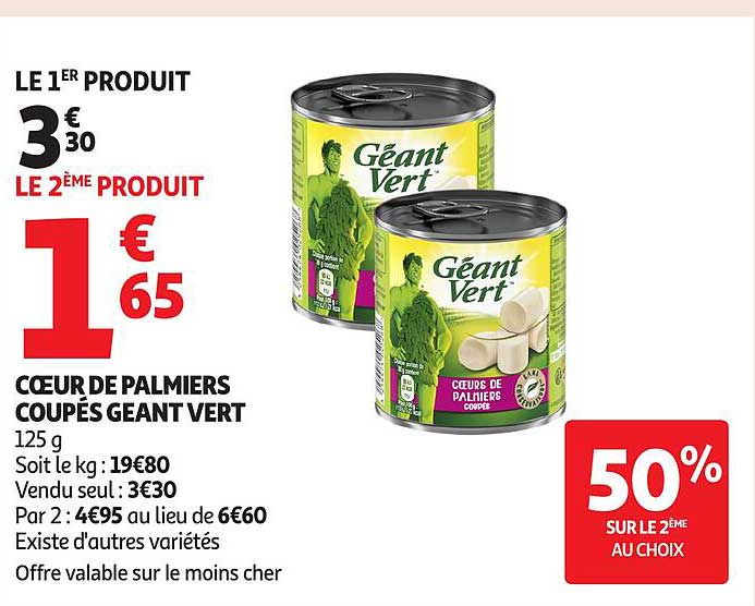 COEUR DE PALMIERS COUPÉS GEANT VERT
