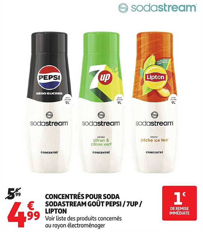 CONCENTRÉS POUR SODA SODASTREAM GOÛT PEPSI / 7UP / LIPTON