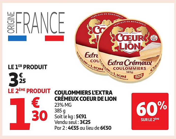 COULOMMIERS L'EXTRA CRÉMEUX COEUR DE LION