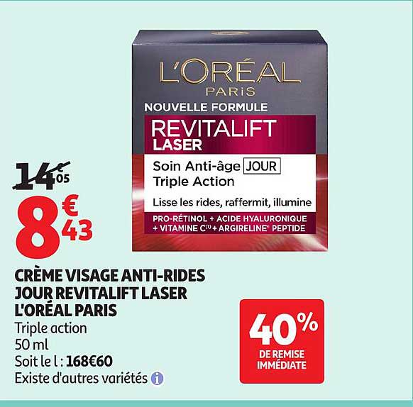CRÈME VISAGE ANTI-RIDES JOUR REVITALIFT LASER L'ORÉAL PARIS