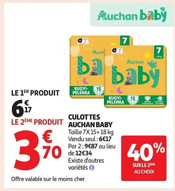 CULOTTES AUCHAN BABY