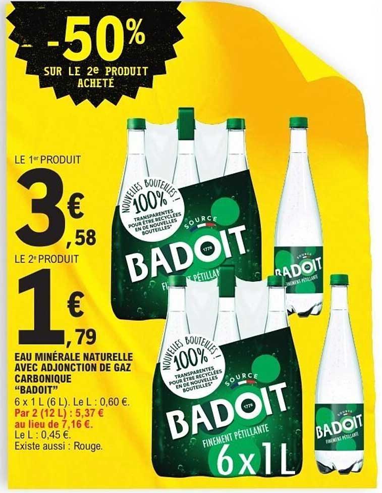 Eau minérale naturelle BADOIT 6 x 1 L