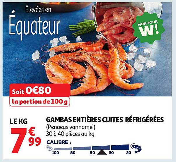 GAMBA ENTIERES CUITES RÉFRIGÉRÉES (Penaeus vannamei)