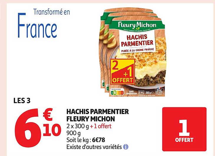 HACHIS PARMENTIER FLEURY MICHON 2 x 300 g + 1 offert