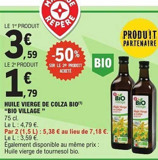 HUILE VIERGE DE COLZA BIO "BIO VILLAGE"