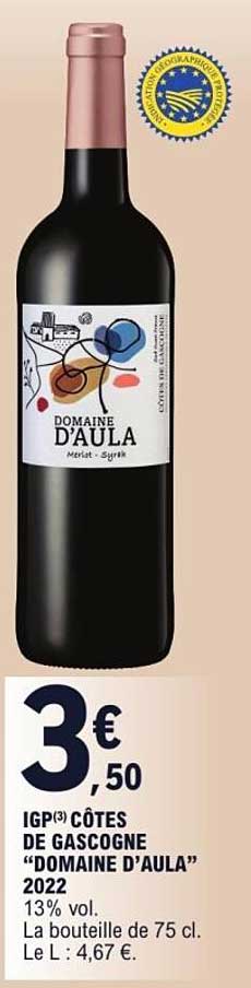 IGP(3) CÔTES DE GASCOGNE "DOMAINE D'AULA" 2022