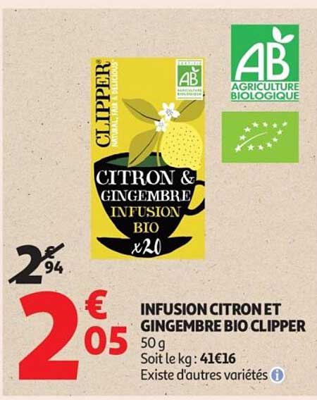 INFUSION CITRON ET GINGEMBRE BIO CLIPPER