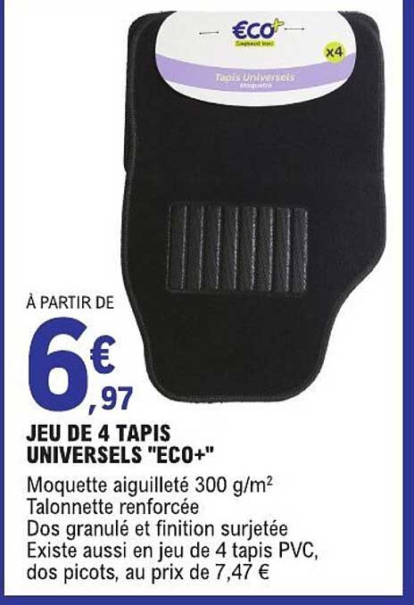JEU DE 4 TAPIS UNIVERSSELS "ECO+"