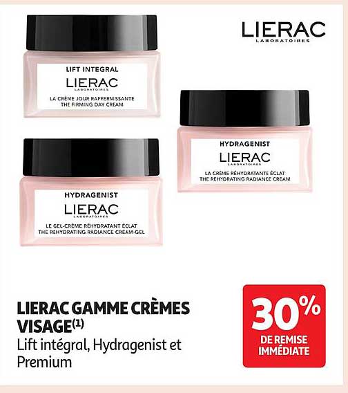 LIERAC GAMME CRÈMES VISAGE - 30% DE REMISE IMMÉDIATE