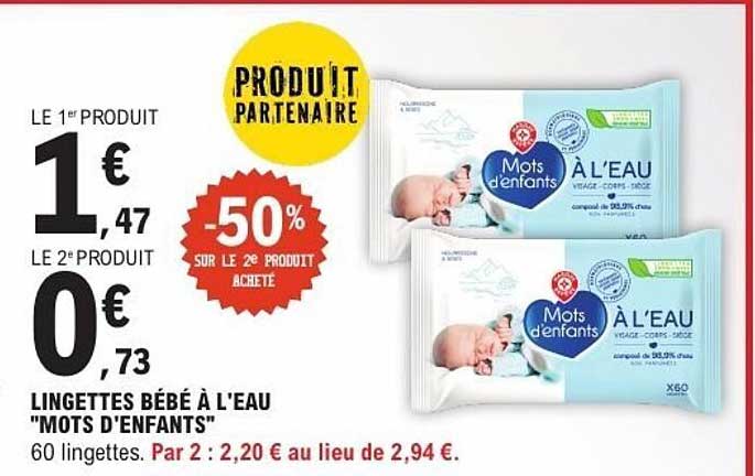 LINGETTES BÉBÉ À L'EAU "MOTS D'ENFANTS"