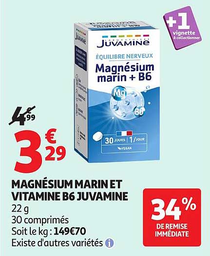 MAGNÉSIUM MARIN ET VITAMINE B6 JUVA MINE