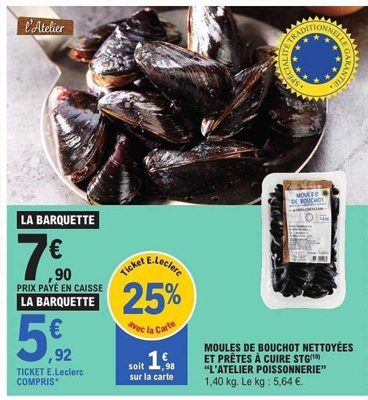 MOULES DE BOUCHOT NETTOYÉES ET PRÊTES À CUISER STG