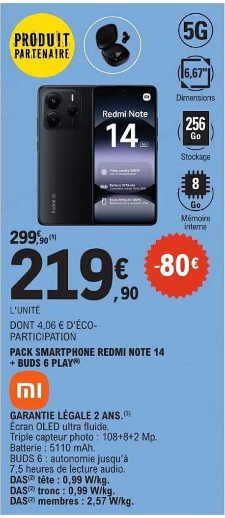 PACK SMARTPHONE REDMI NOTE 14 + BUDS 6 PLAY