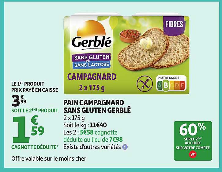 PAIN CAMPAGNARD SANS GLUTEN GERBLÉ