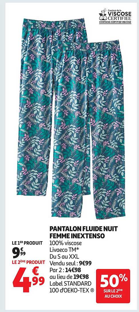 PANTALON FLUIDE NUIT FEMME INEXTENSO
