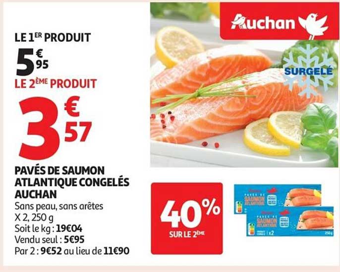 PAVÉS DE SAUMON ATLANTIQUE CONGELÉS AUCHAN