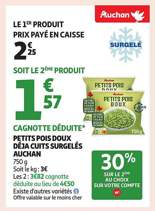 PETITS POIS DOUX DÉJÀ CUITS SURGELÉS AUSSI CHEZ AUCHAN