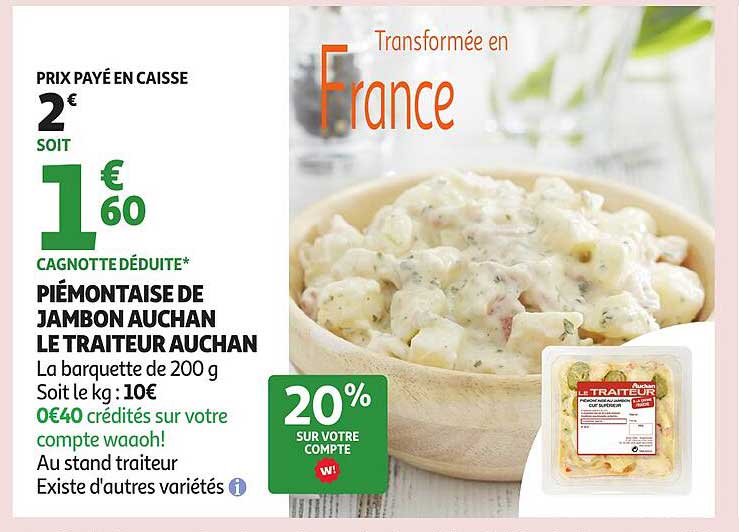 Piémontaise de Jambon Auchan Le Traiteur Auchan