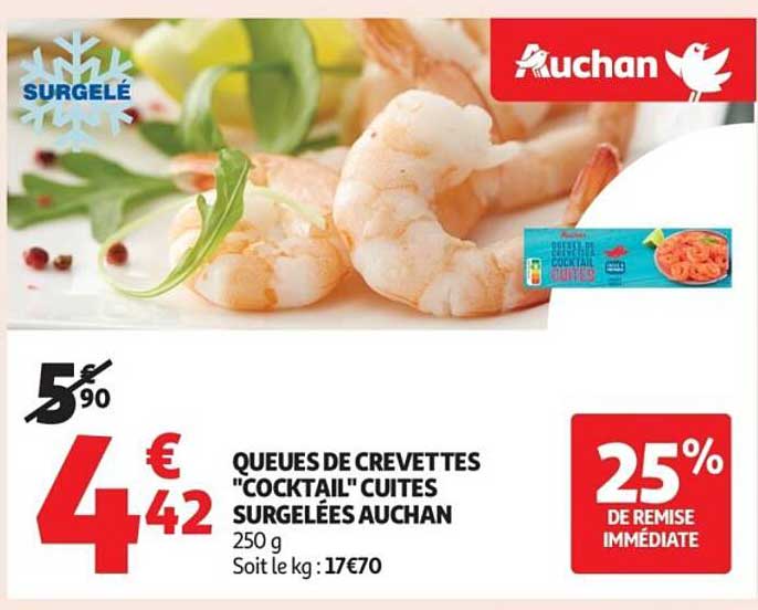 QUEUES DE CREVETTES "COCKTAIL" CUISES SURGELEES AUCHAN