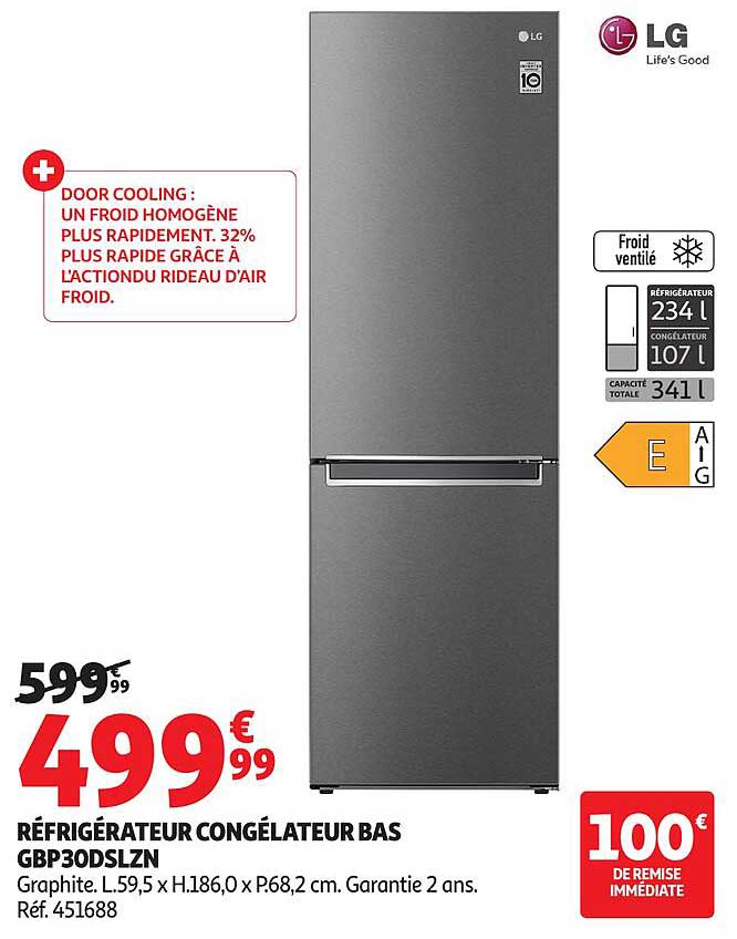 RÉFRIGÉRATEUR CONGÉLATEUR BAS GBP30DSLZN