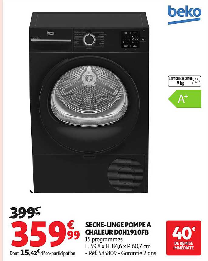 SECHE-LINGE POMPE A CHALEUR DOH1910FB